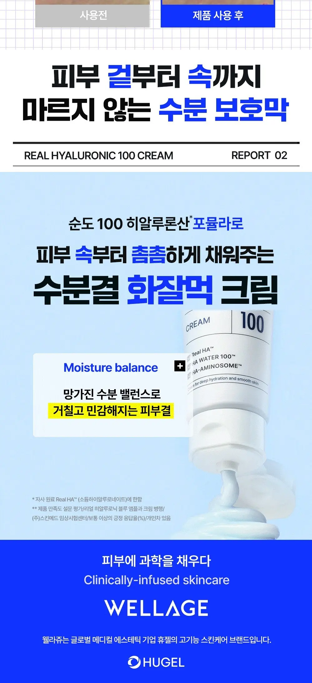WELLAGE Real Hyaluronic 100 Cream 80ml - Deep Hydration Moisture Cream Detail