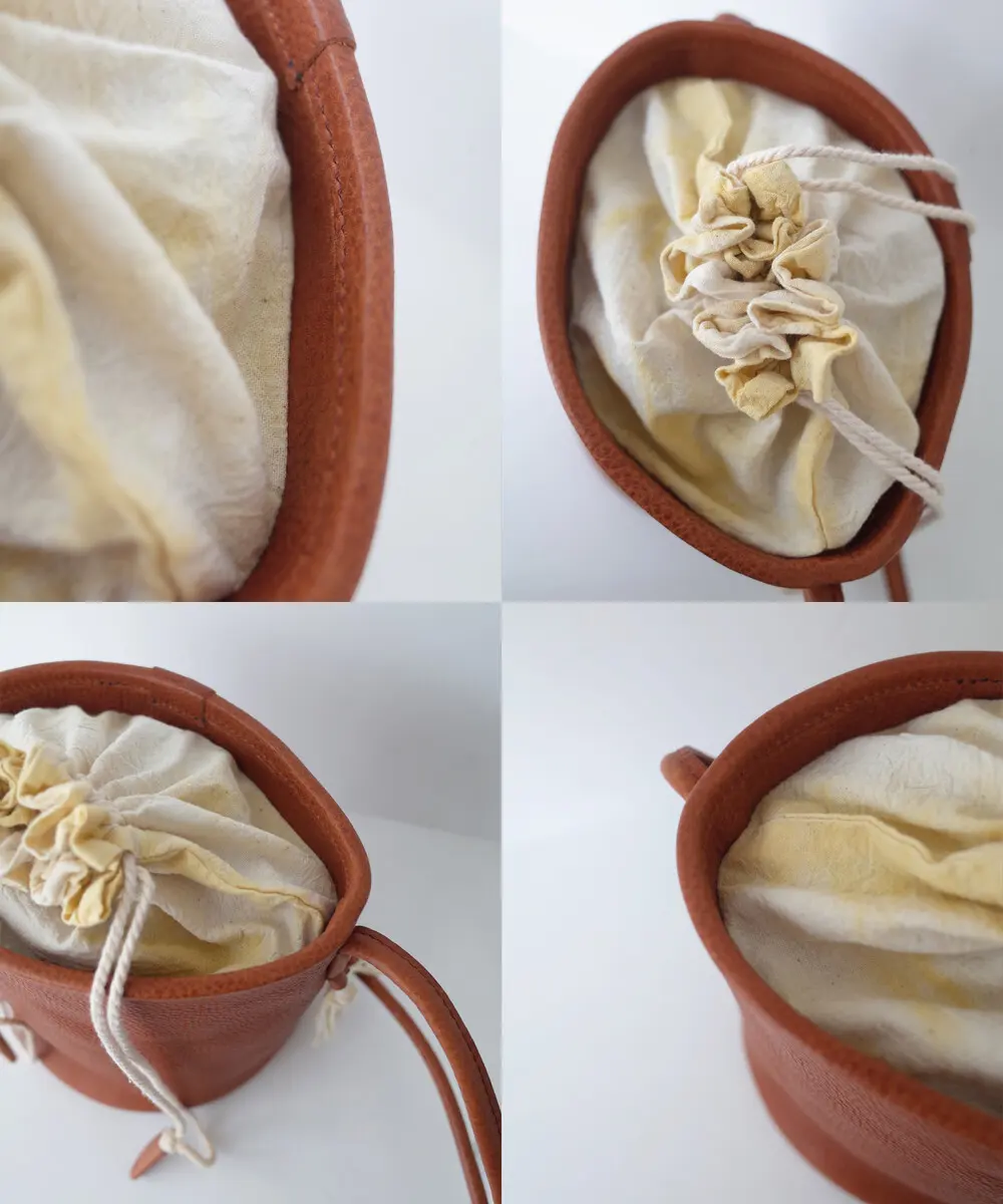 YURT Mani Leather Bucket Bag with Naturally Dyed Drawstring Pouch, 3 Colors Detail