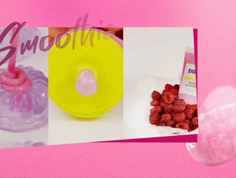 ZIGZAG Berry Smoothie Scrub Cleanser 130ml - 3-in-1 Pack to Form Konjac Scrub Cleansing Foam Detail