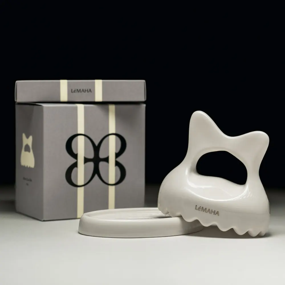 LeMAHA Body Gua Sha & Holder Set Ceramic