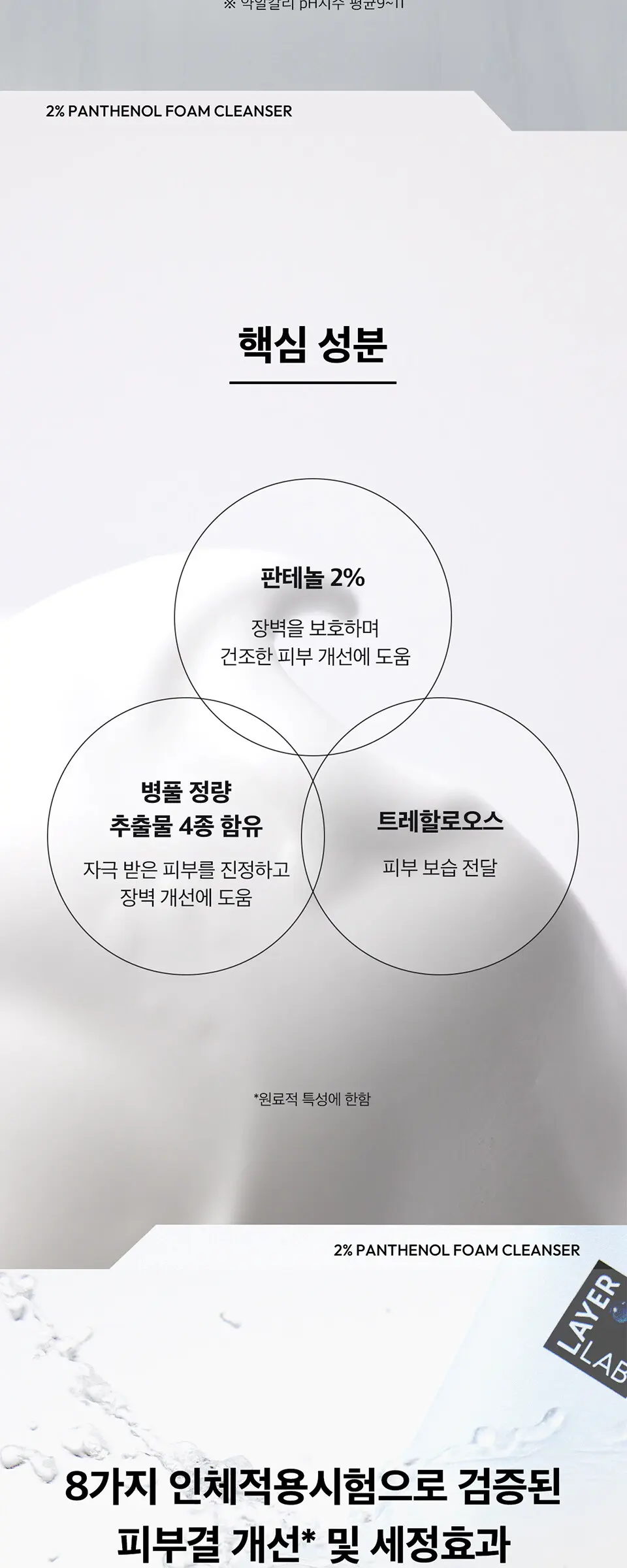 레이어랩 2% 판테놀 베리어 프로텍트 약알칼리 폼클렌저 150ml Detail