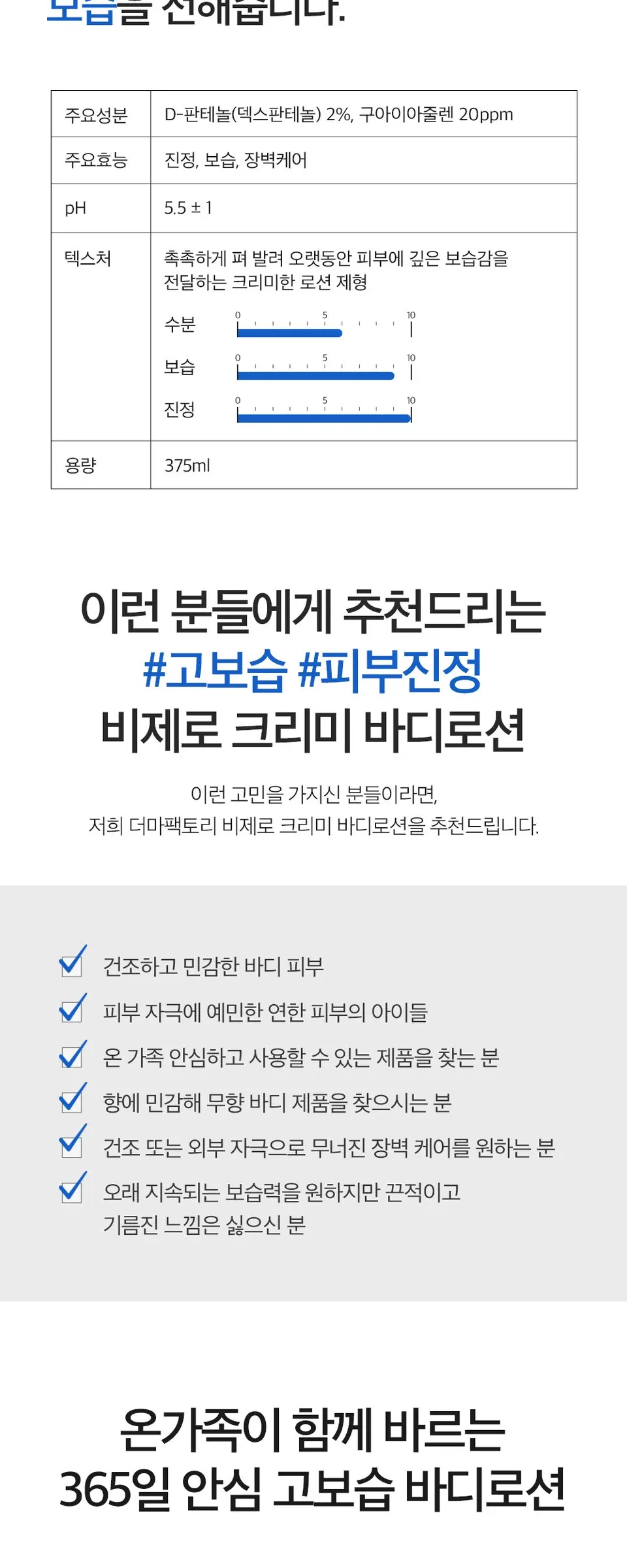 비제로 크리미 바디로션 375ml Detail