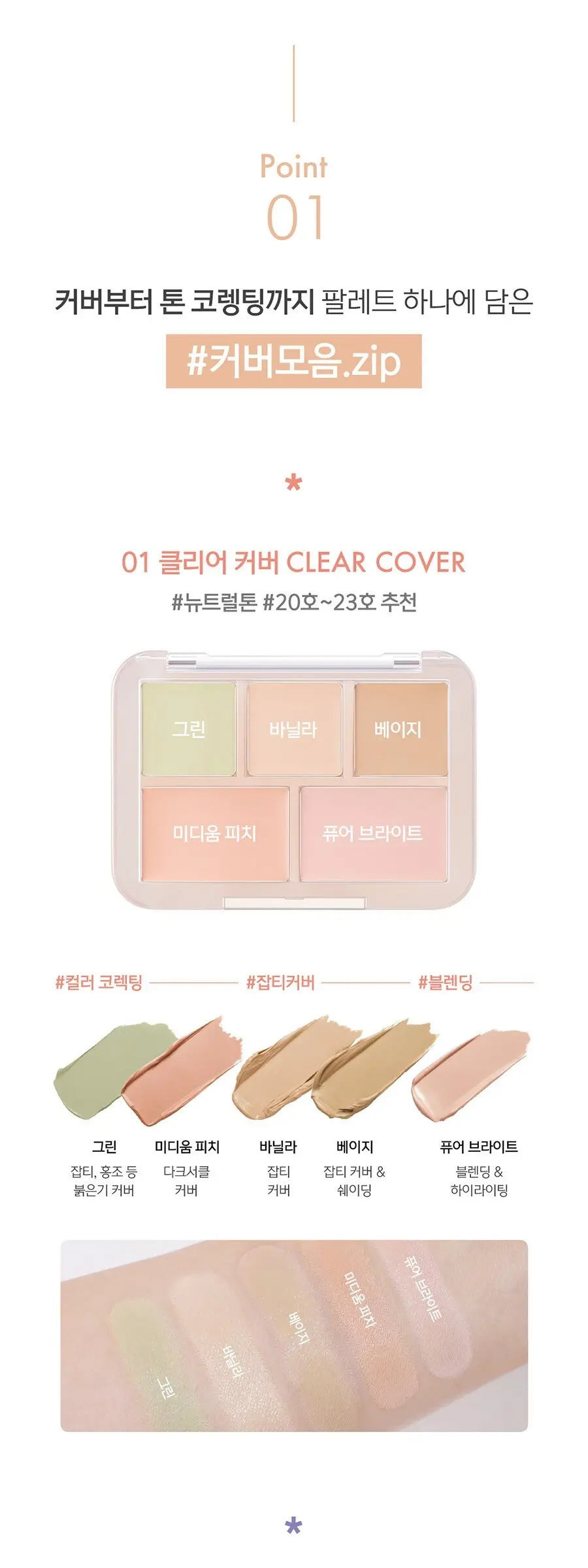 루나 컨실 블렌더 팔레트 6g, 1개, 1호 클리어 커버 Detail