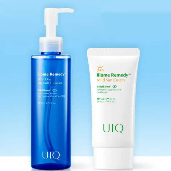 UIQ Biome Remedy Mild Sunscreen 50ml + Biome Remedy All-in-One Ampoule Cleanser 200ml