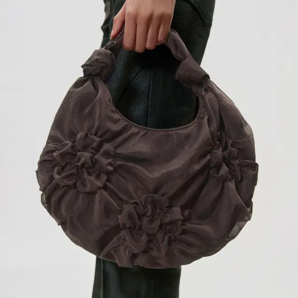 KIMZISU Floral Motif Smocked Mini Bag_BROWN