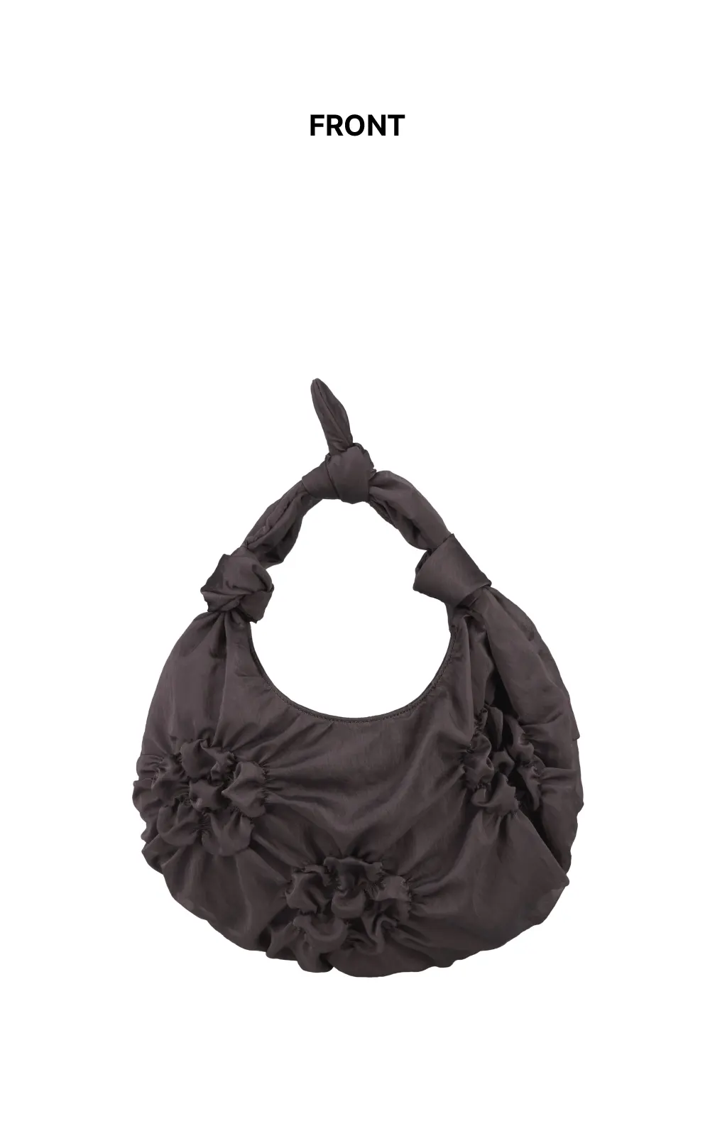 Floral Motif Smocked Mini Bag_BROWN Detail