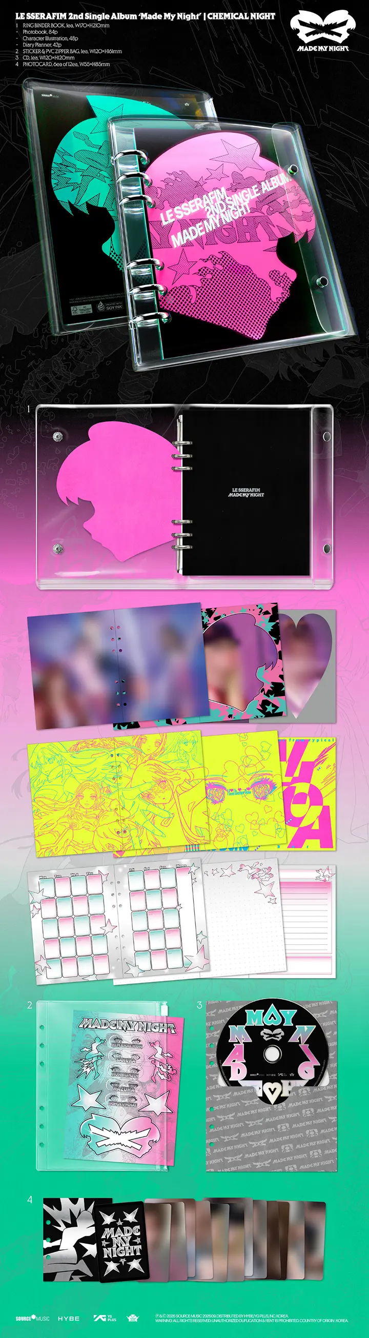 르세라핌 (LE SSERAFIM) 2nd Single Album Made My Night CHEMICAL NIGHT Detail