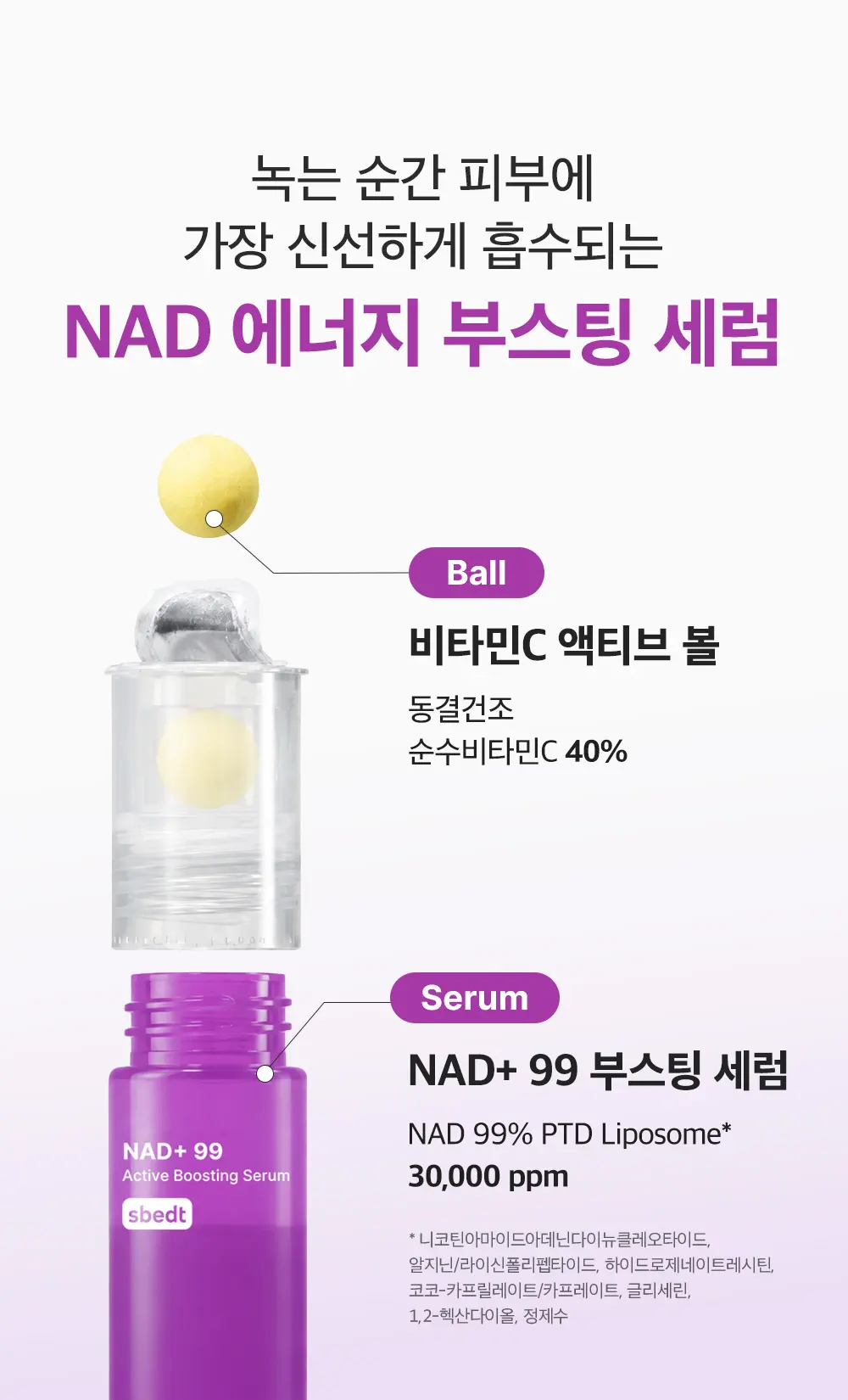 고순도 NAD 동결건조 비타민 액티브 부스팅 세럼 15ml Detail