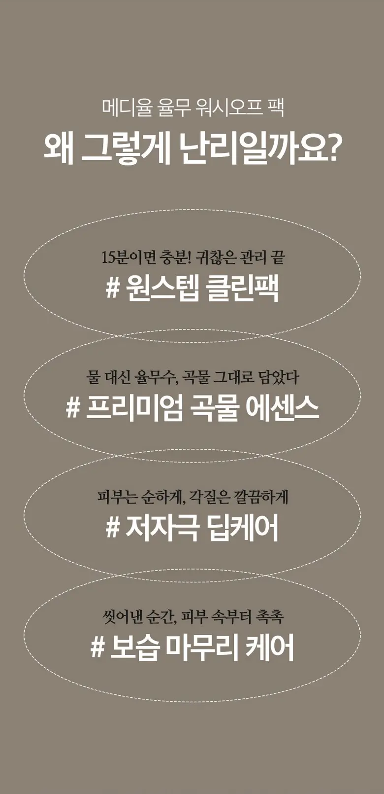 메디율 율무팩 미백 워시오프팩 모공 피지 기미 피지흡착 모공축소 피지제거 진정 수분 곡물 팩, 1개, 1개입 Detail