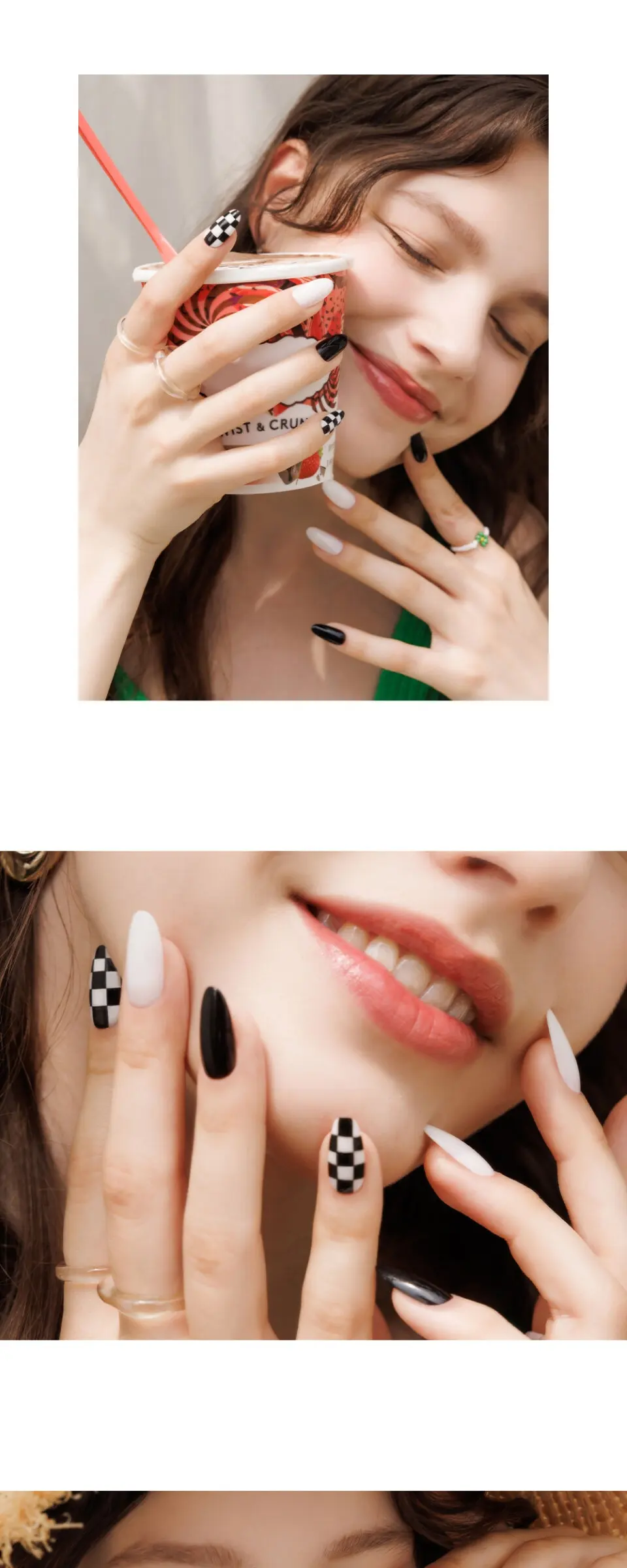 리유저블 네일팁 체스 블랙(아몬드) Detail