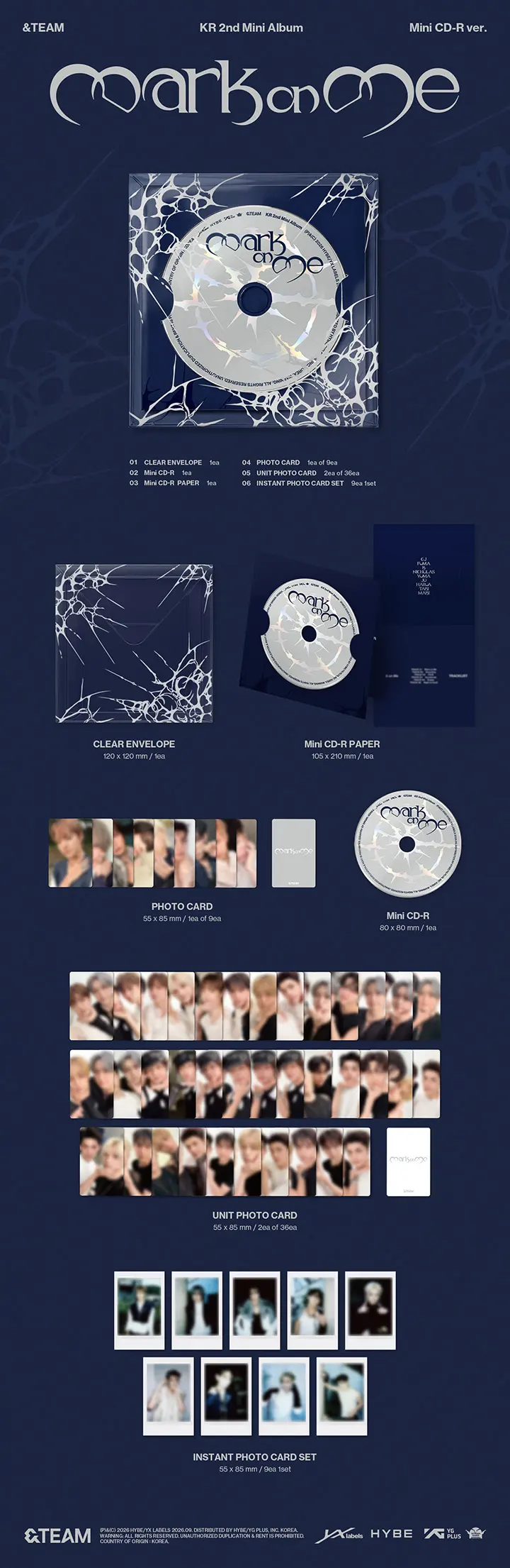 앤팀 (&TEAM) KR 2nd Mini Album [Mark on Me] - Mini CD-R ver. Detail