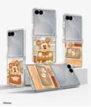 MOLANCANO Disney Galaxy Z Flip 8/7/6 Crystal Cozy Bake Shop Design Transparent Phone Case with Hinge Protection