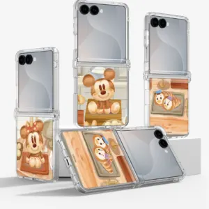 MOLANCANO Disney Galaxy Z Flip 8/7/6 Crystal Cozy Bake Shop Design Transparent Phone Case with Hinge Protection