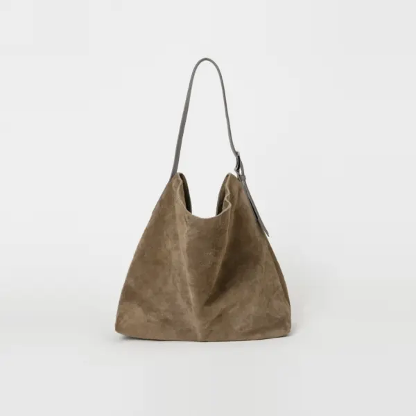 ANDROS Cow Suede Shoulder Bag - Beige