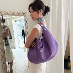 DEPC EYELET LEATHER LARGE BAG - PURPLE