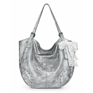I MY ME MINE im lovely Lace Stud Hobo Bag Silver