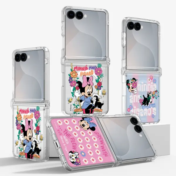 MOLANCANO Disney Mickey & Friends Flower Farm Crystal MagSafe Case for Galaxy Z Flip8/7/6 Transparent Hinge Protector