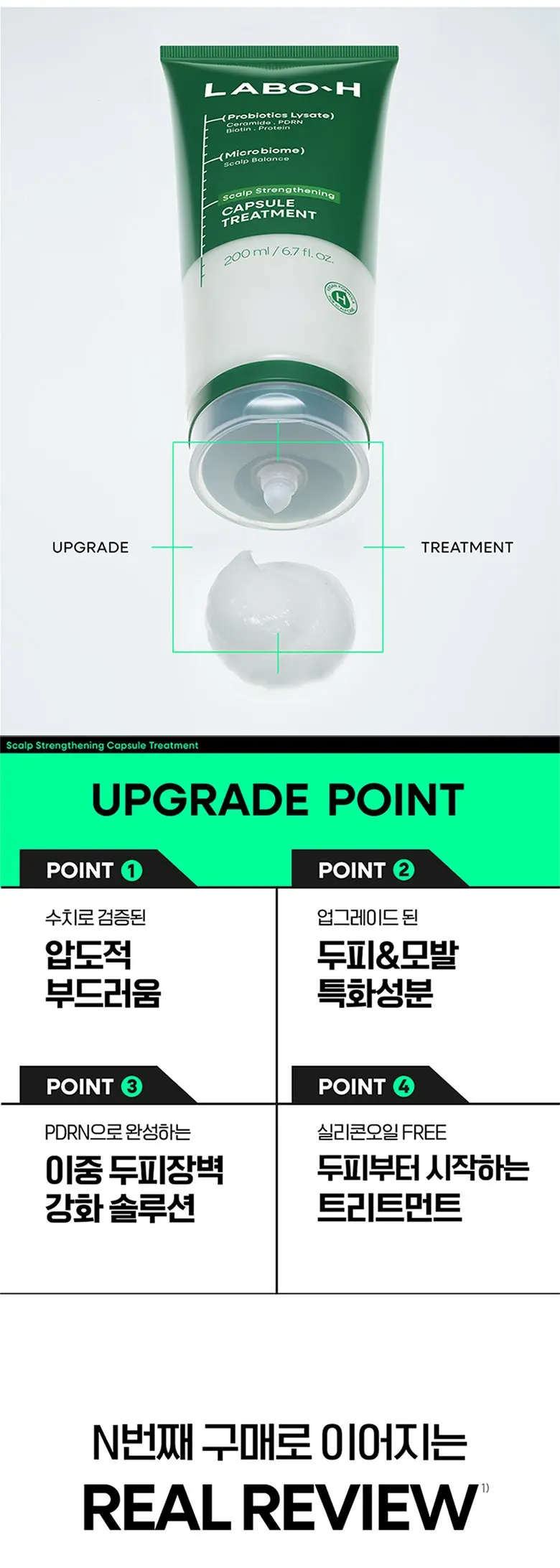 라보에이치 두피강화클리닉 PDRN 단백질 비타민 실리콘프리 캡슐 트리트먼트, 280ml, 1개 Detail