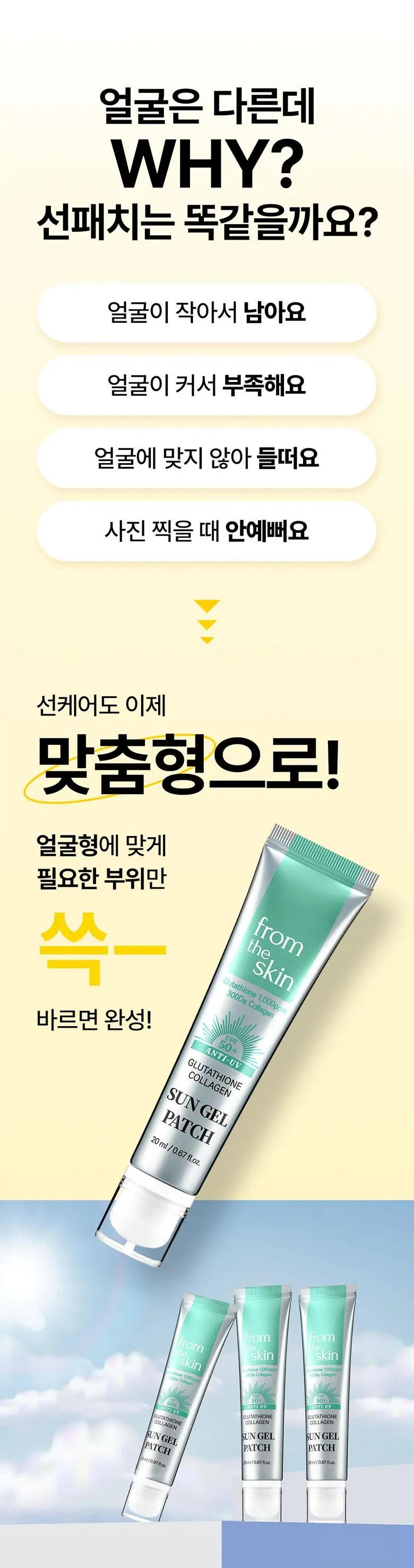 프롬더스킨 글루타치온 콜라겐 선젤패치 바르는 투명썬패치 20ml, 1개 Detail