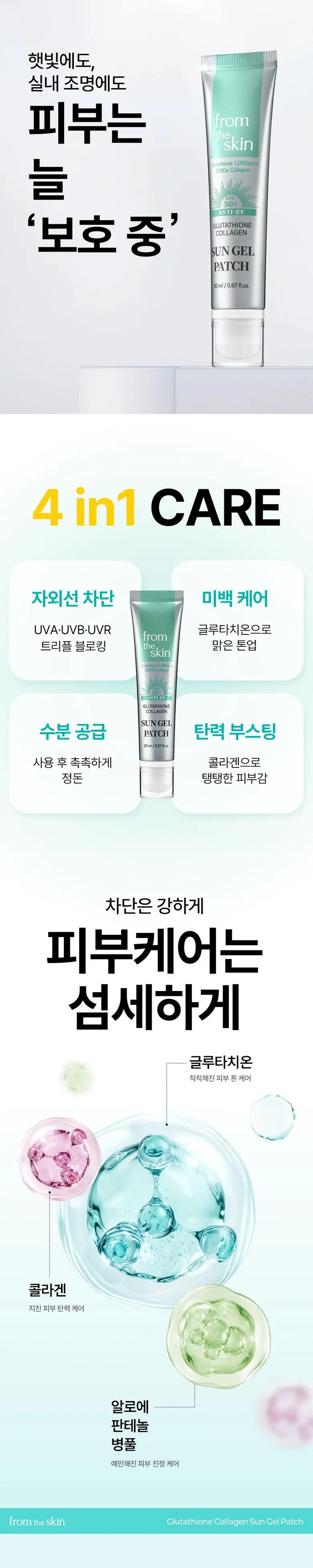 프롬더스킨 글루타치온 콜라겐 선젤패치 바르는 투명썬패치 20ml, 1개 Detail
