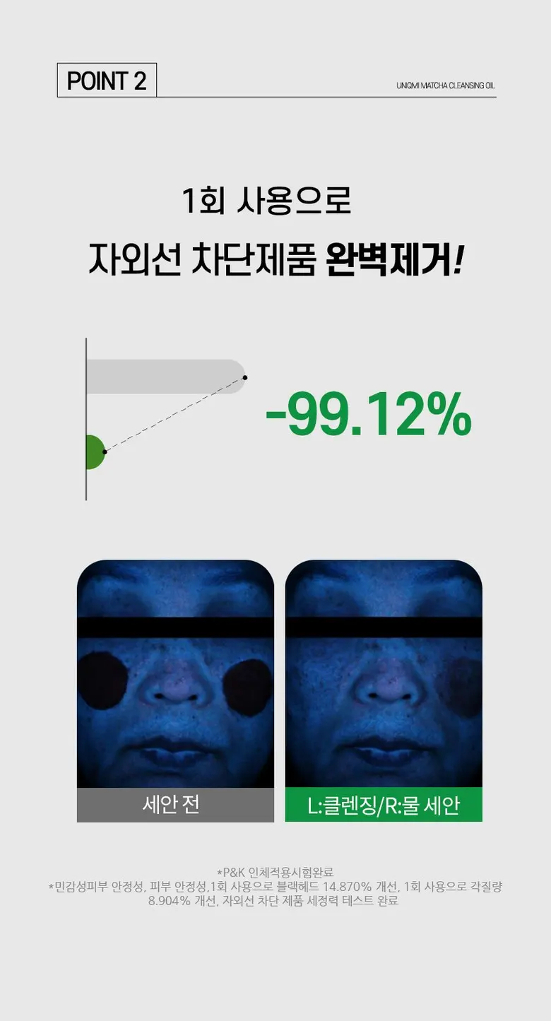 [화해 주의성분 미포함] 유니크미 블랙헤드제거 비건인증 말차 클렌징오일 250ml, 1개 Detail