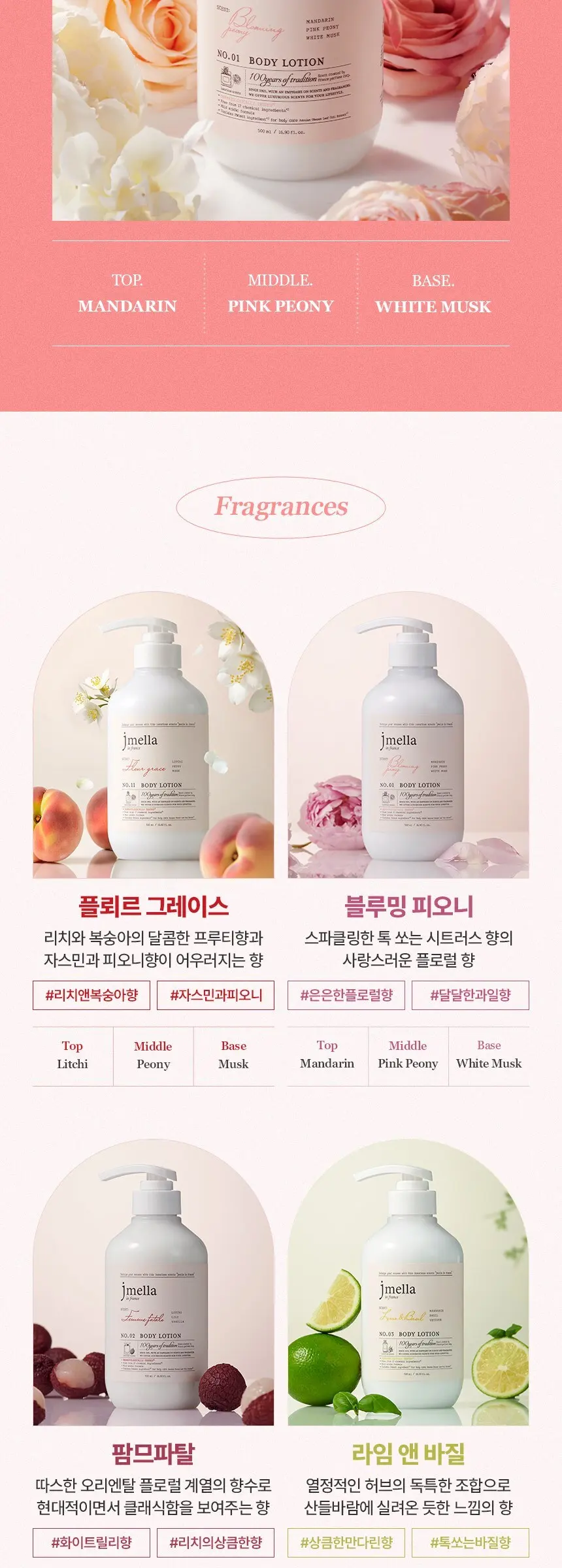 제이멜라 인 프랑스 블루밍 피오니 바디 로션 러블리 플로럴향, 500ml, 1개 Detail