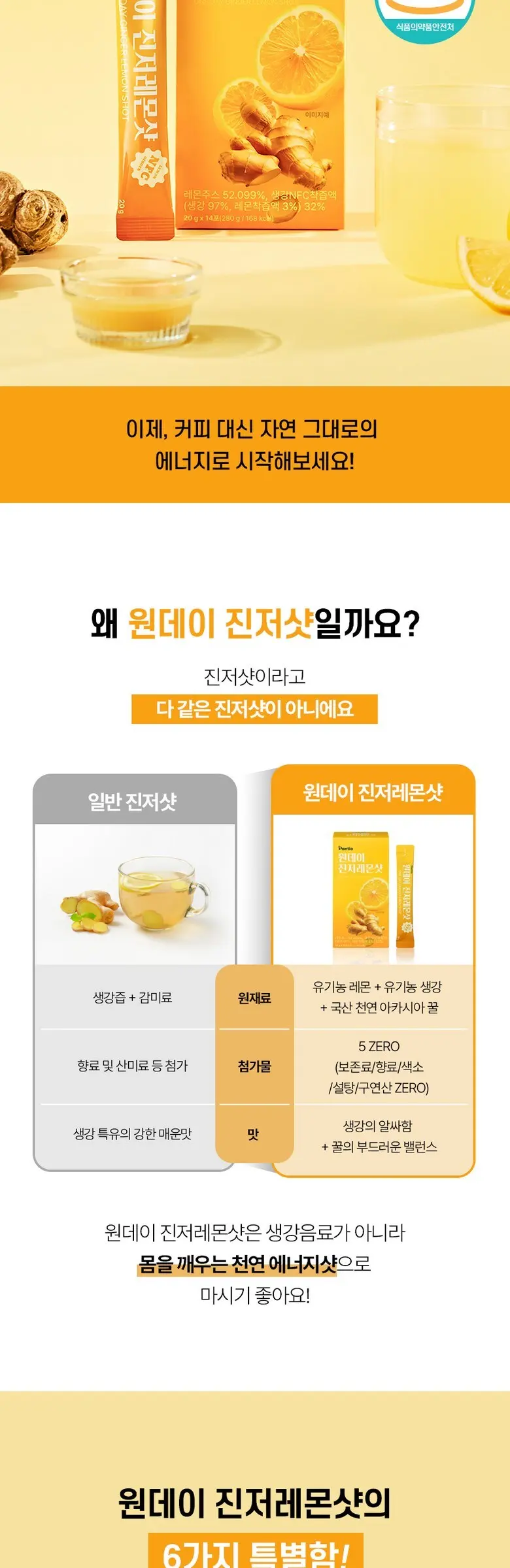 보령약국 환절기 면역 판티오 원데이 진저레몬샷 유기농 강황 생강즙 레몬즙 레몬생강차 14포, 1개, 280g Detail