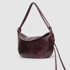 MATT Wrinkle Slouchy Cowhide Shoulder Bag - Vintage Brown