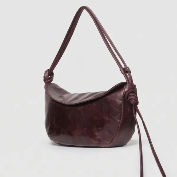 MATT Wrinkle Slouchy Cowhide Shoulder Bag - Vintage Brown