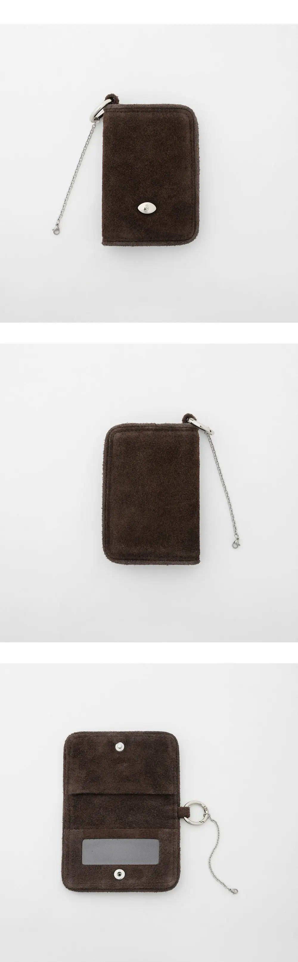 Profile Card Wallet Chain Keyring (Dark Brown) Detail