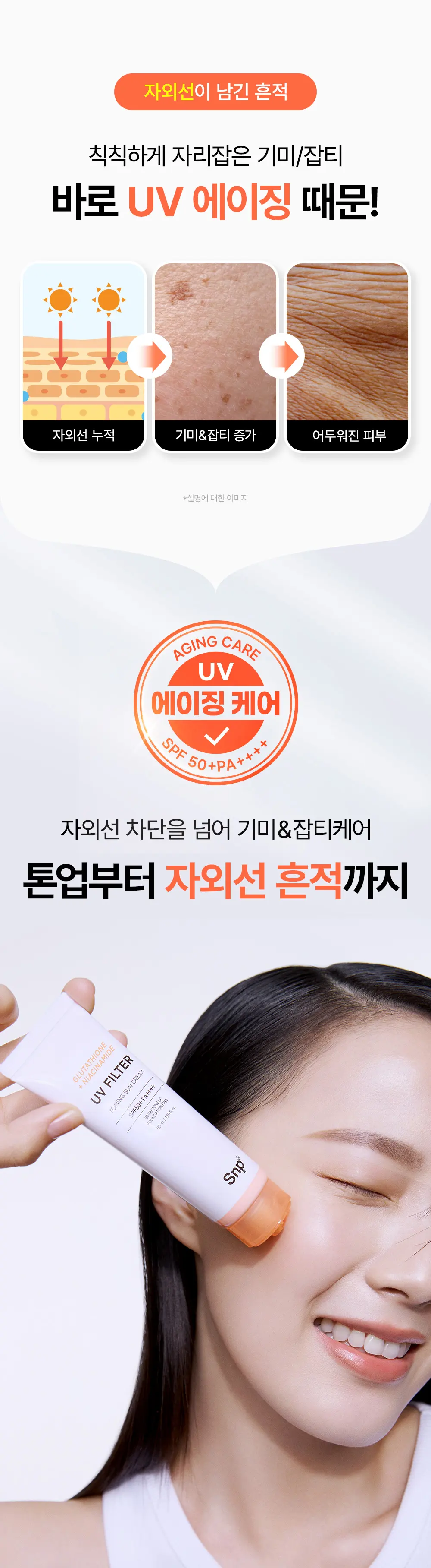 SNP 글루타치온 나이아신아마이드 UV 필터 토닝 선 크림 50ml Detail
