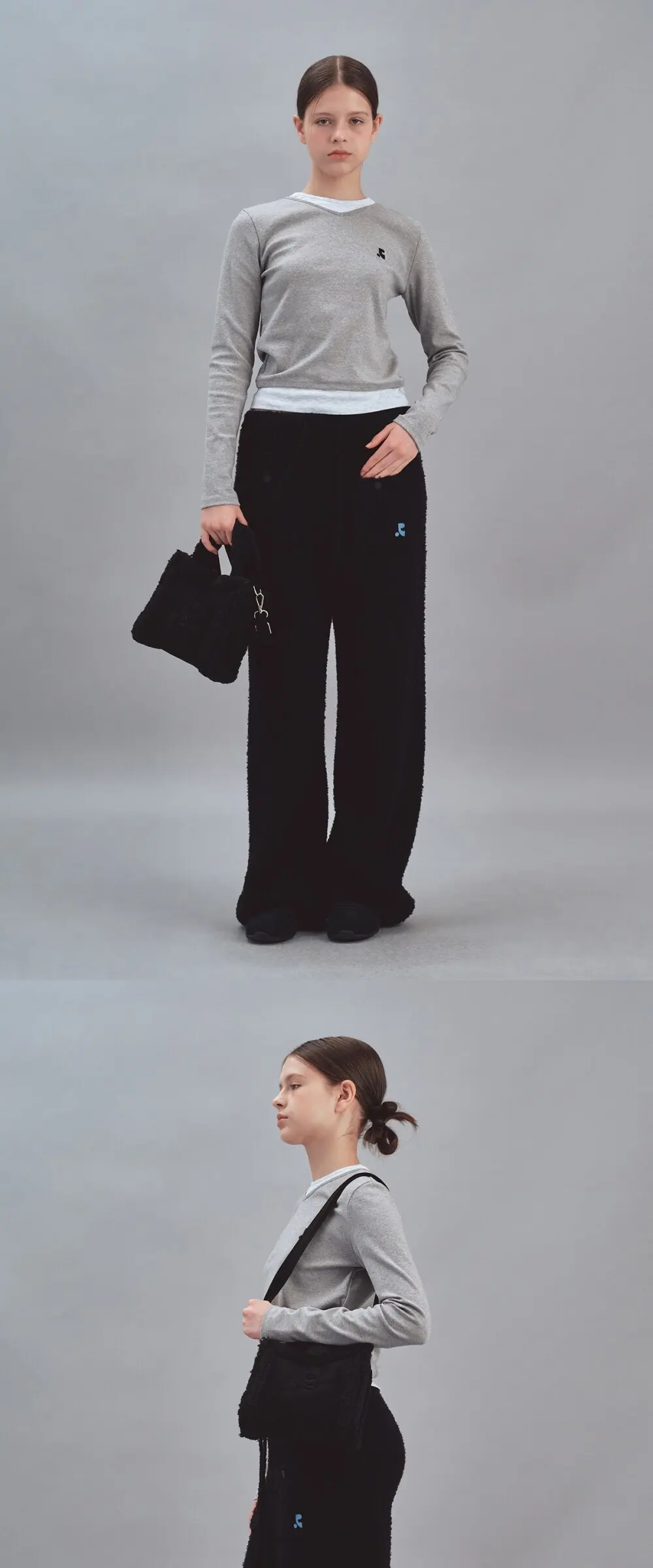 SUEDE LOGO MINI BAG - BLACK Detail