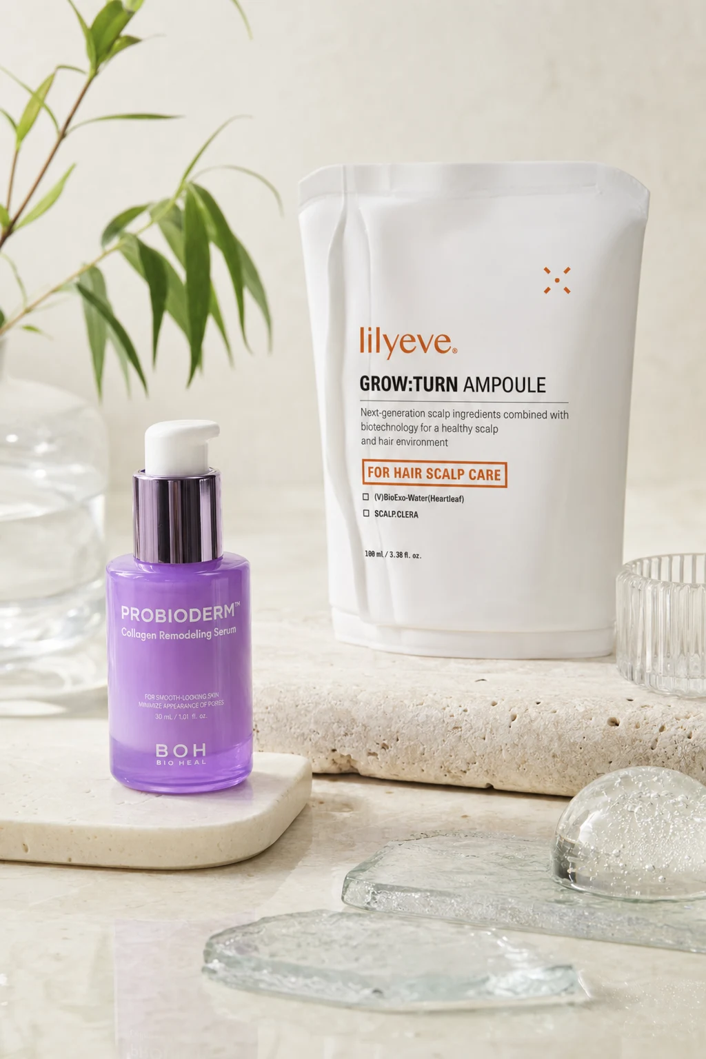 Korean skincare editorial still life — EmpressKorea