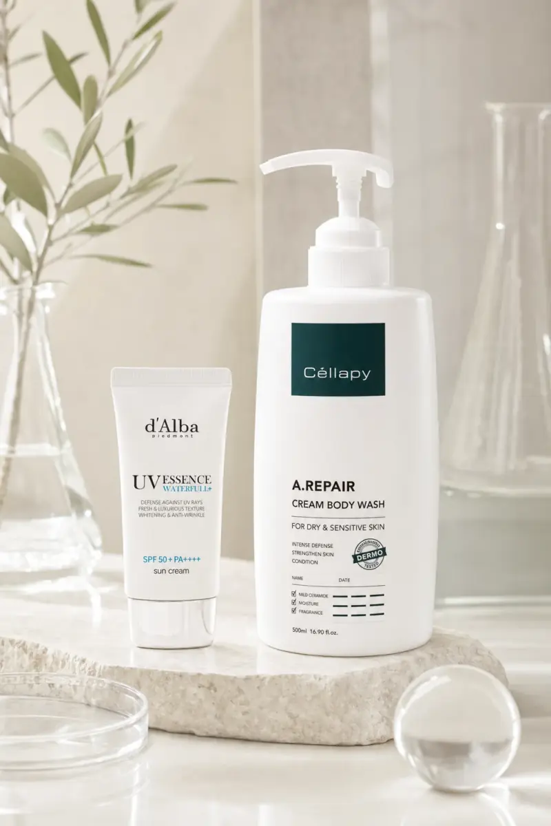 Korean skincare editorial still life — EmpressKorea