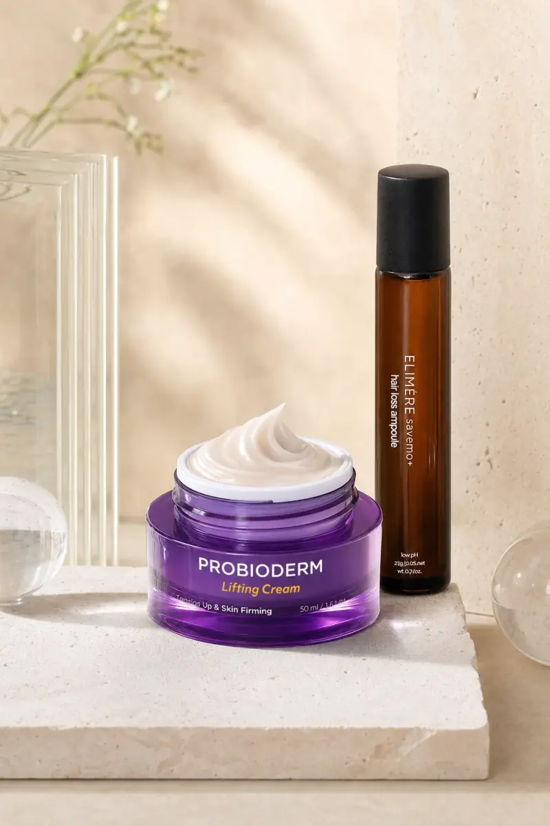 Korean skincare editorial still life — EmpressKorea
