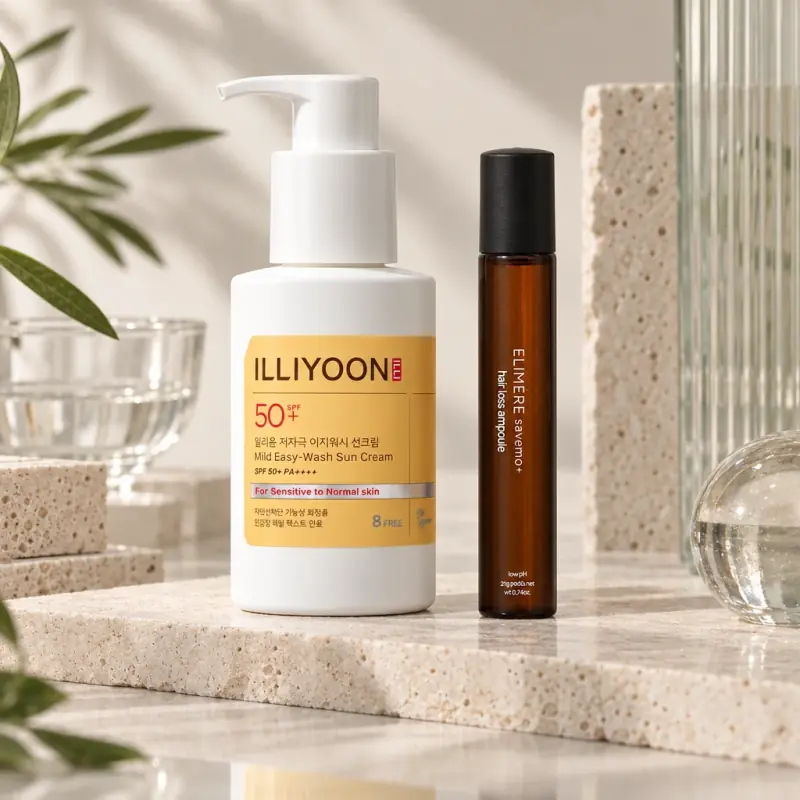 Korean skincare editorial still life — EmpressKorea
