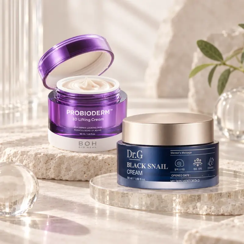 Korean skincare editorial still life — EmpressKorea