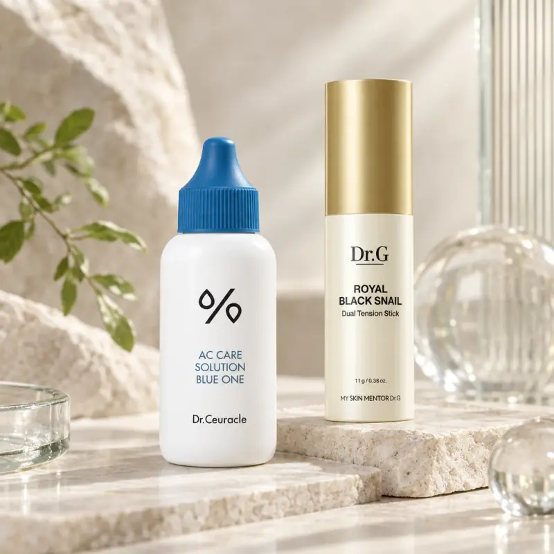 Korean skincare editorial still life — EmpressKorea